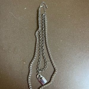 Silver chain necklace with lock - urban outfitters